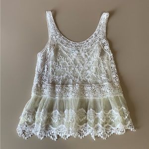 Express Sheer Floral Embroidered Tank